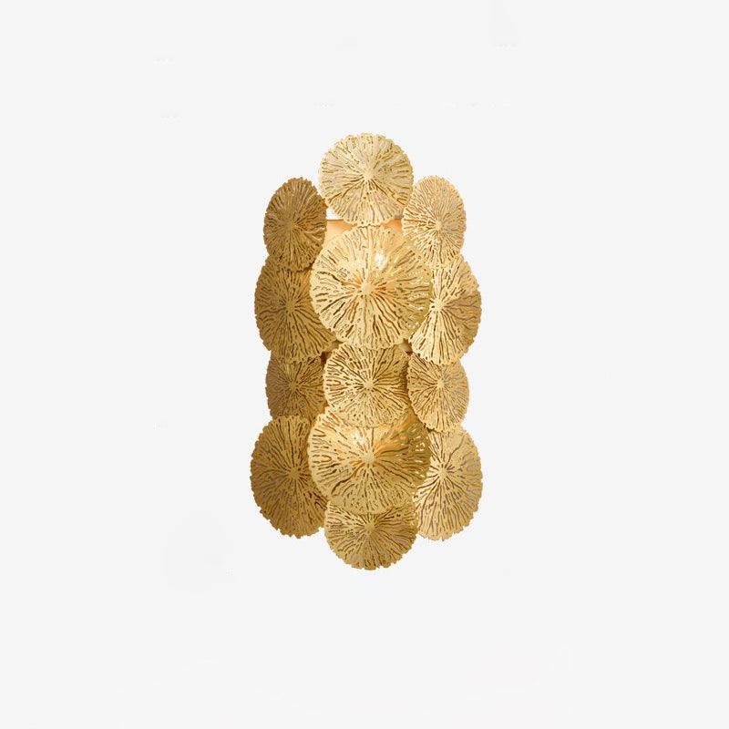 Modern Gilded Lotus Leaf Wall Sconce Artistic Golden Stainless Steel LED Lighting Fixture
