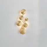 Modern Gilded Lotus Leaf Wall Sconce Artistic Golden Stainless Steel LED Lighting Fixture