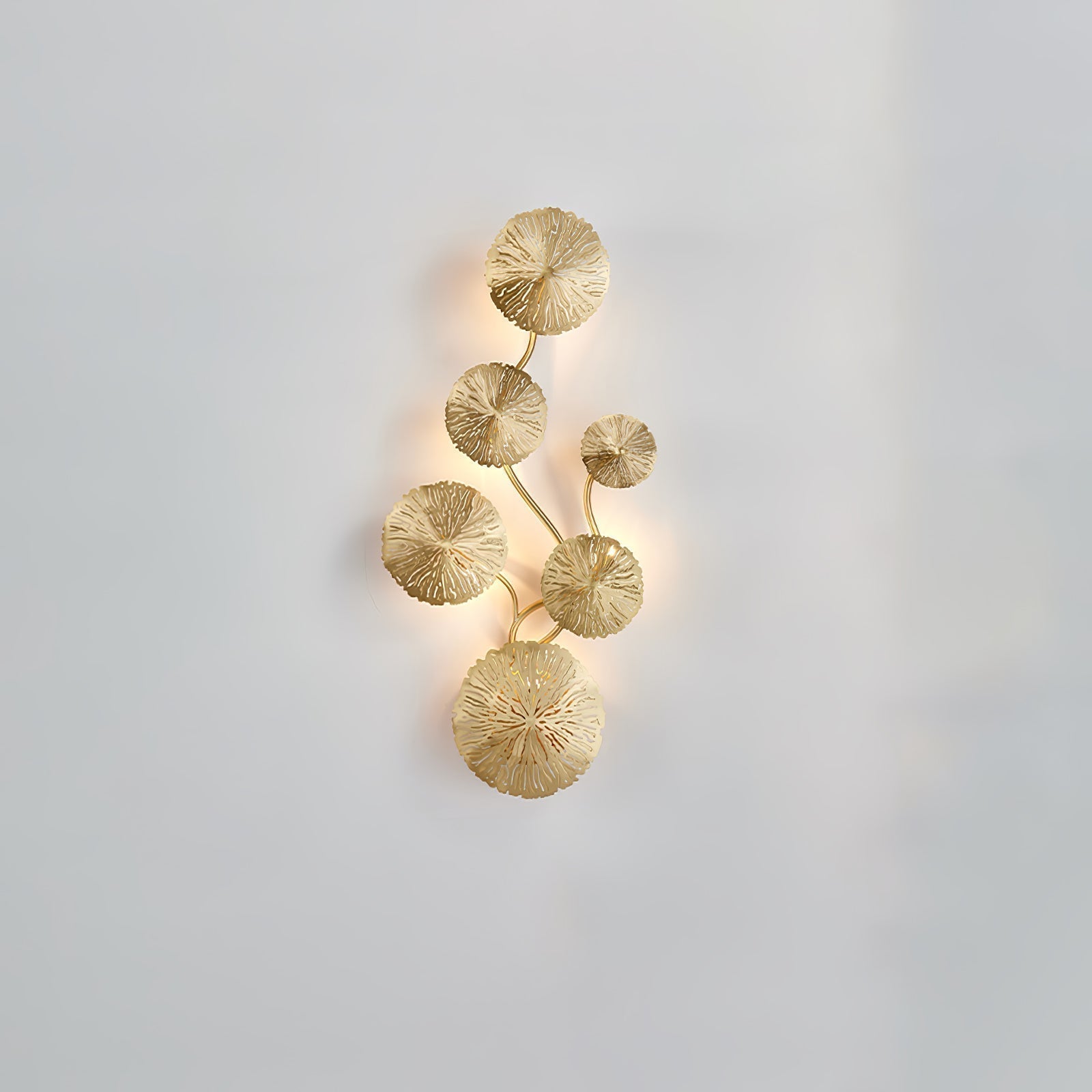 Modern Gilded Lotus Leaf Wall Sconce Artistic Golden Stainless Steel LED Lighting Fixture