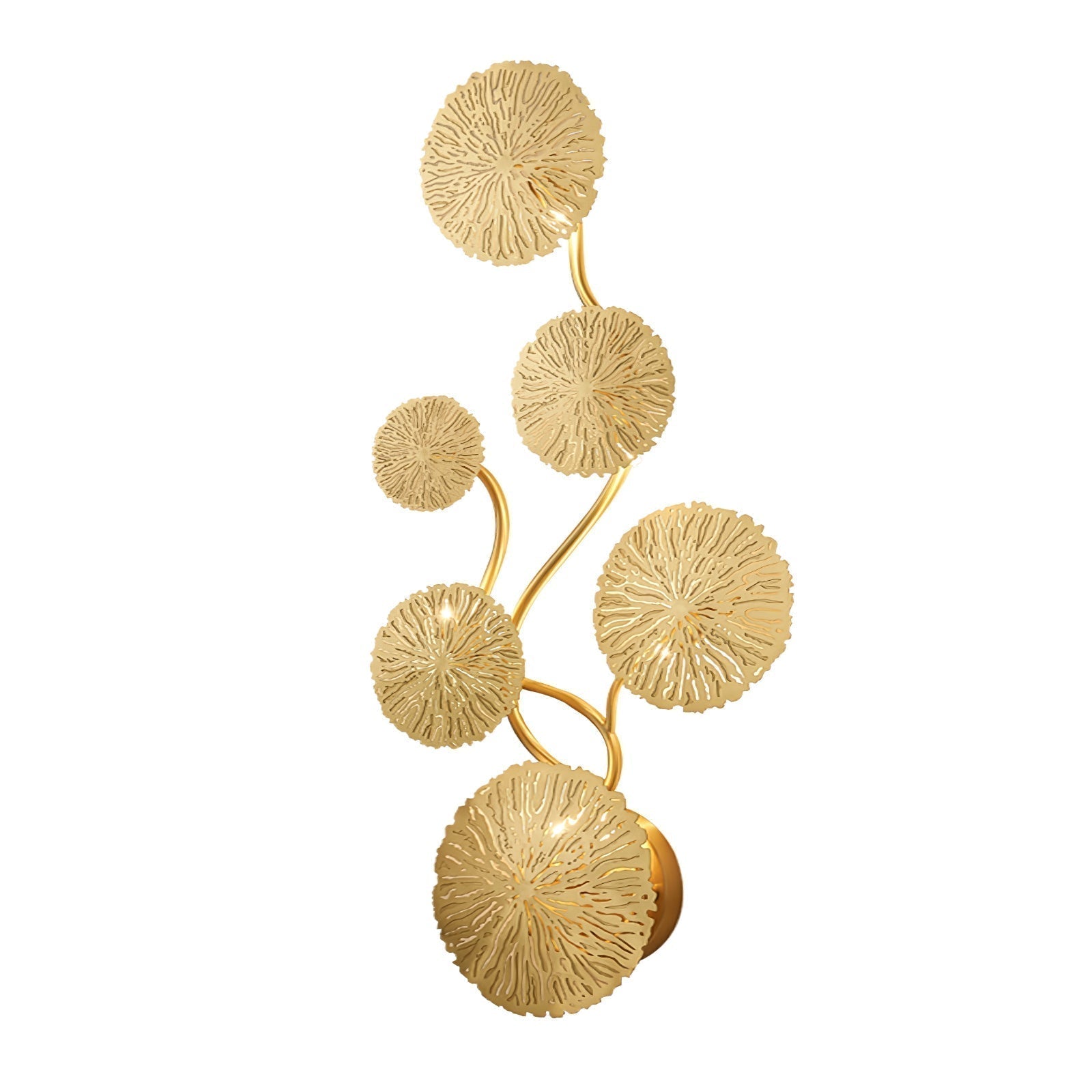 Modern Gilded Lotus Leaf Wall Sconce Artistic Golden Stainless Steel LED Lighting Fixture