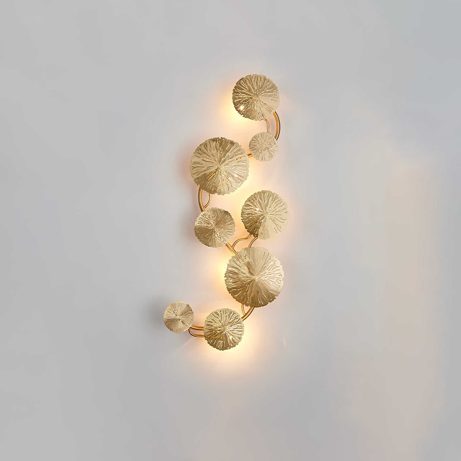 Modern Gilded Lotus Leaf Wall Sconce Artistic Golden Stainless Steel LED Lighting Fixture