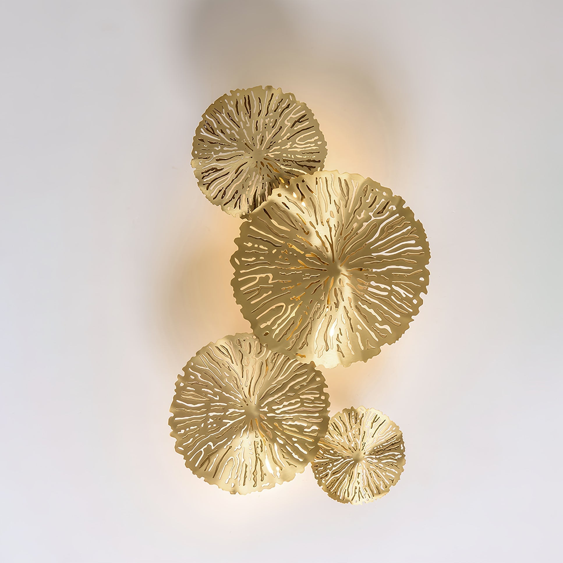 Modern Gilded Lotus Leaf Wall Sconce Artistic Golden Stainless Steel LED Lighting Fixture