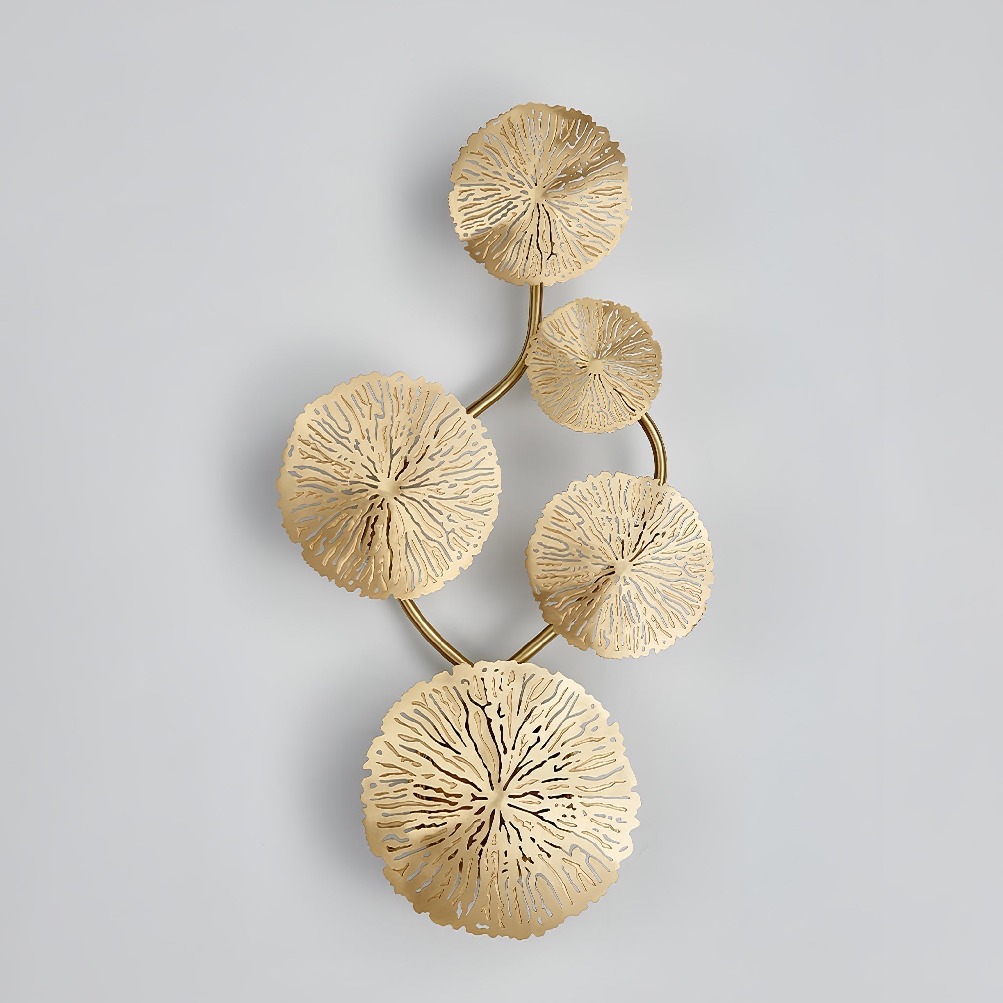 Modern Gilded Lotus Leaf Wall Sconce Artistic Golden Stainless Steel LED Lighting Fixture