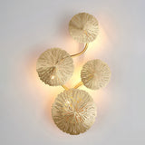 Modern Gilded Lotus Leaf Wall Sconce Artistic Golden Stainless Steel LED Lighting Fixture
