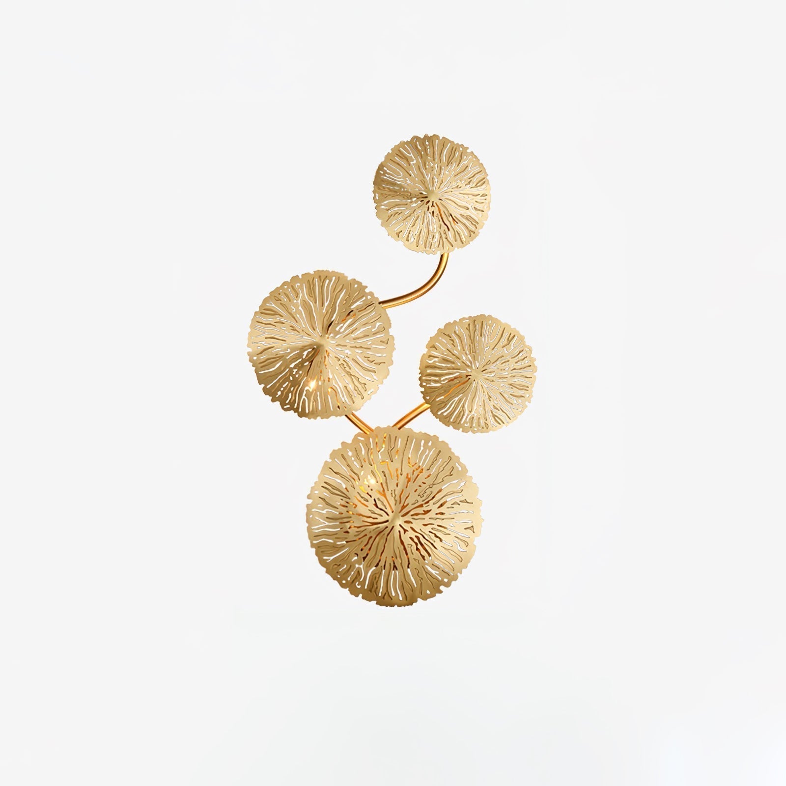 Modern Gilded Lotus Leaf Wall Sconce Artistic Golden Stainless Steel LED Lighting Fixture