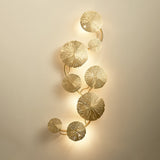 Modern Gilded Lotus Leaf Wall Sconce Artistic Golden Stainless Steel LED Lighting Fixture