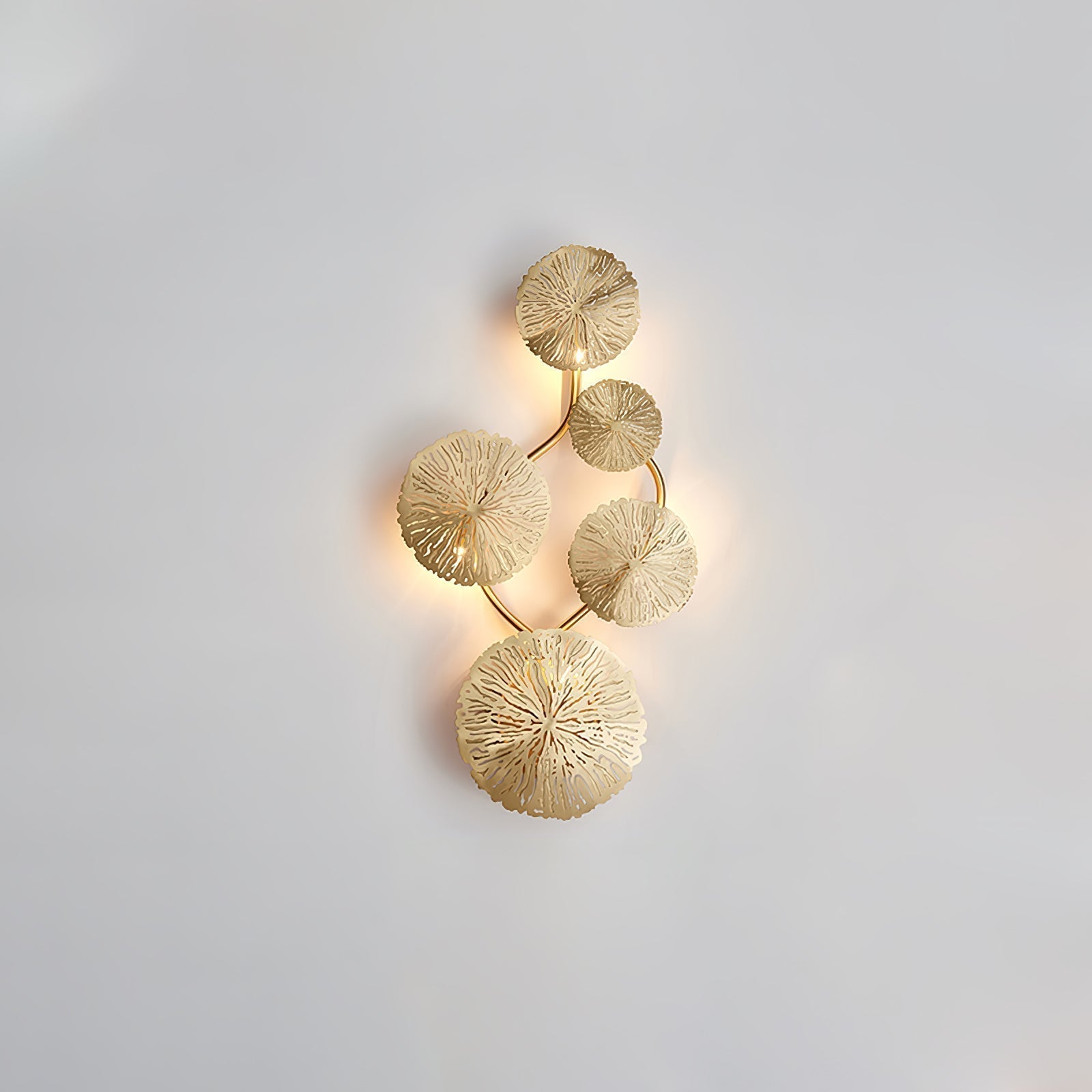 Modern Gilded Lotus Leaf Wall Sconce Artistic Golden Stainless Steel LED Lighting Fixture