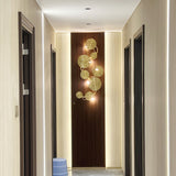 Modern Gilded Lotus Leaf Wall Sconce Artistic Golden Stainless Steel LED Lighting Fixture