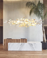 Modern Ginkgo Cloud Chandelier with Handcrafted Porcelain Leaves for Warm Artistic Lighting