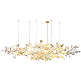 Modern Ginkgo Cloud Chandelier with Handcrafted Porcelain Leaves for Warm Artistic Lighting