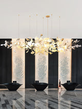 Modern Ginkgo Cloud Chandelier with Handcrafted Porcelain Leaves for Warm Artistic Lighting