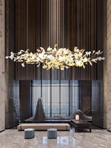 Modern Ginkgo Cloud Chandelier with Handcrafted Porcelain Leaves for Warm Artistic Lighting