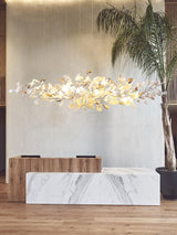 Modern Ginkgo Cloud Chandelier with Handcrafted Porcelain Leaves for Warm Artistic Lighting