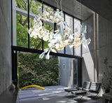 Modern Ginkgo Leaf Porcelain Chandelier Luxury Ceramic Candelabrum Lighting