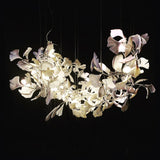 Modern Ginkgo Leaf Porcelain Chandelier Luxury Ceramic Candelabrum Lighting
