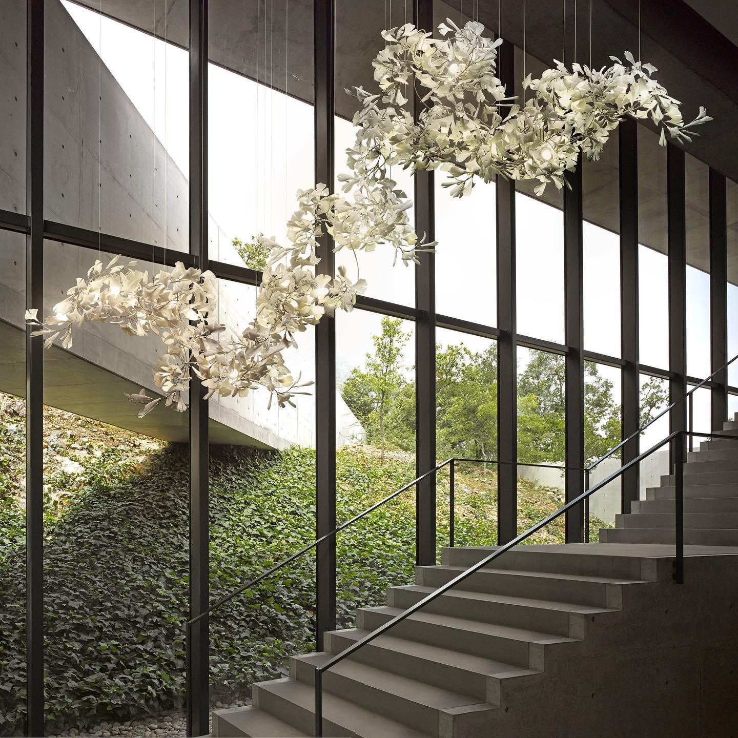 Modern Ginkgo Leaf Porcelain Chandelier Luxury Ceramic Candelabrum Lighting