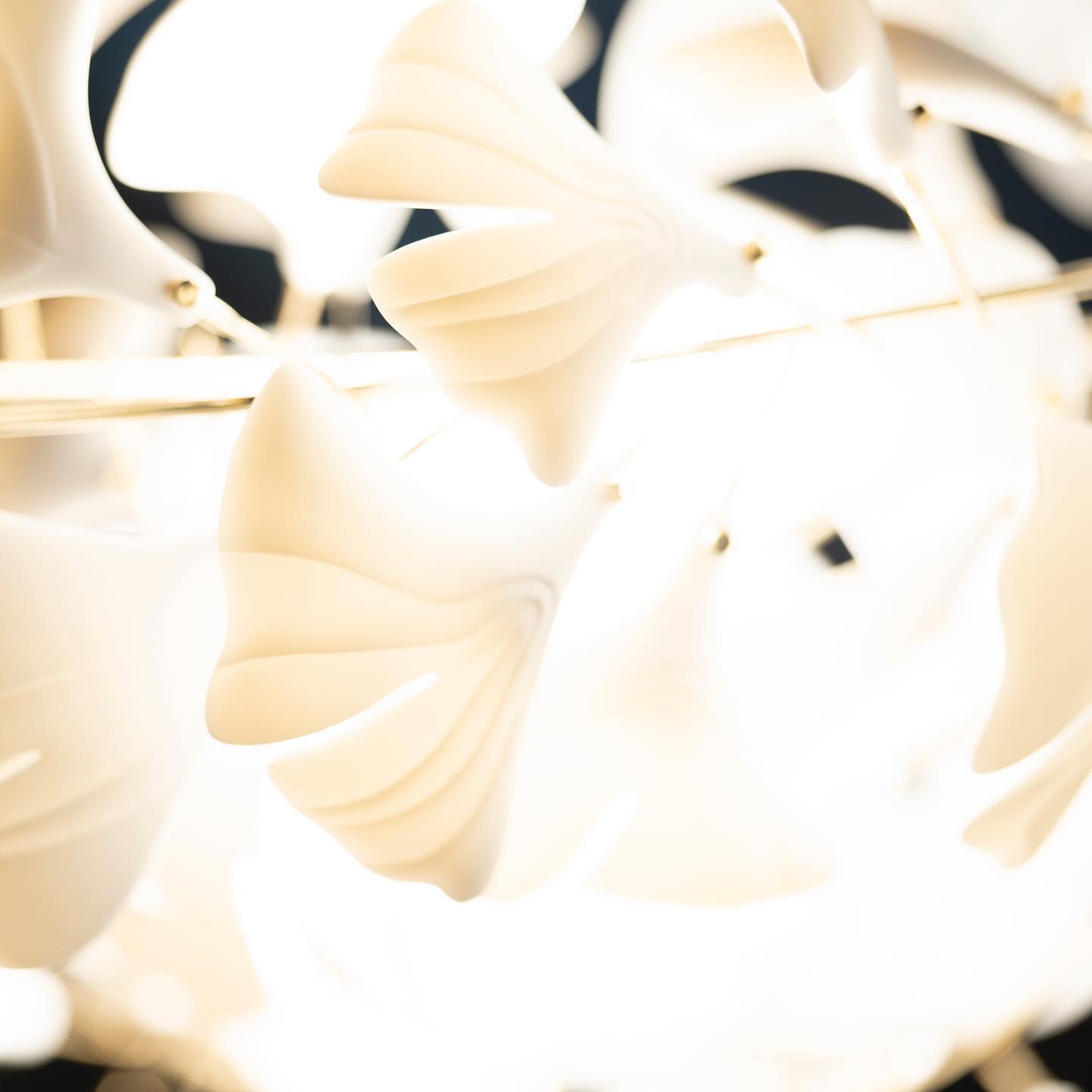 Modern Ginkgo Leaf Porcelain Chandelier Luxury Ceramic Candelabrum Lighting