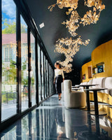 Modern Ginkgo Leaf Porcelain Chandelier Luxury Ceramic Candelabrum Lighting