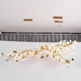 Modern Ginkgo Leaf Porcelain Chandelier Luxury Ceramic Candelabrum Lighting