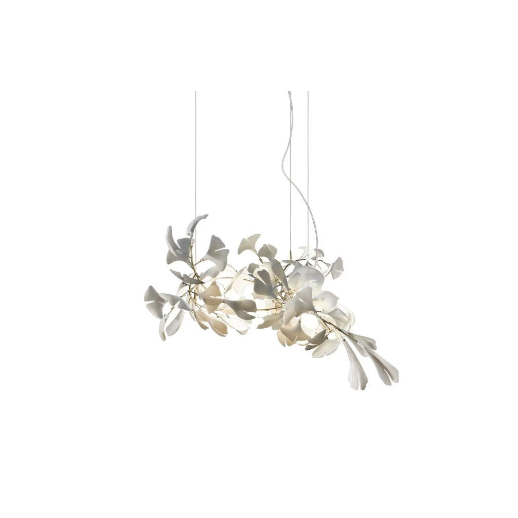 Modern Ginkgo Leaf Porcelain Chandelier Luxury Ceramic Candelabrum Lighting