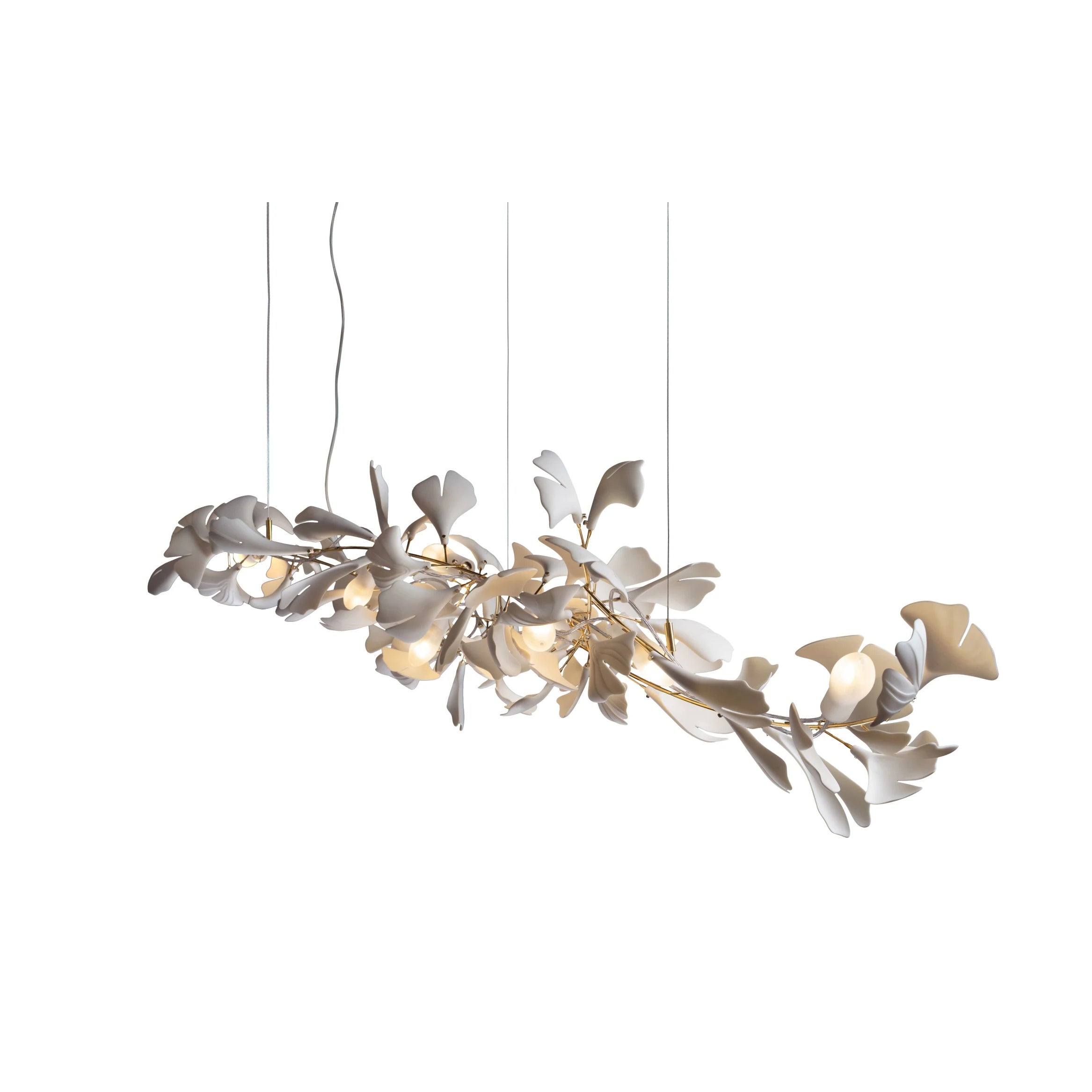 Modern Ginkgo Leaf Porcelain Chandelier Luxury Ceramic Candelabrum Lighting