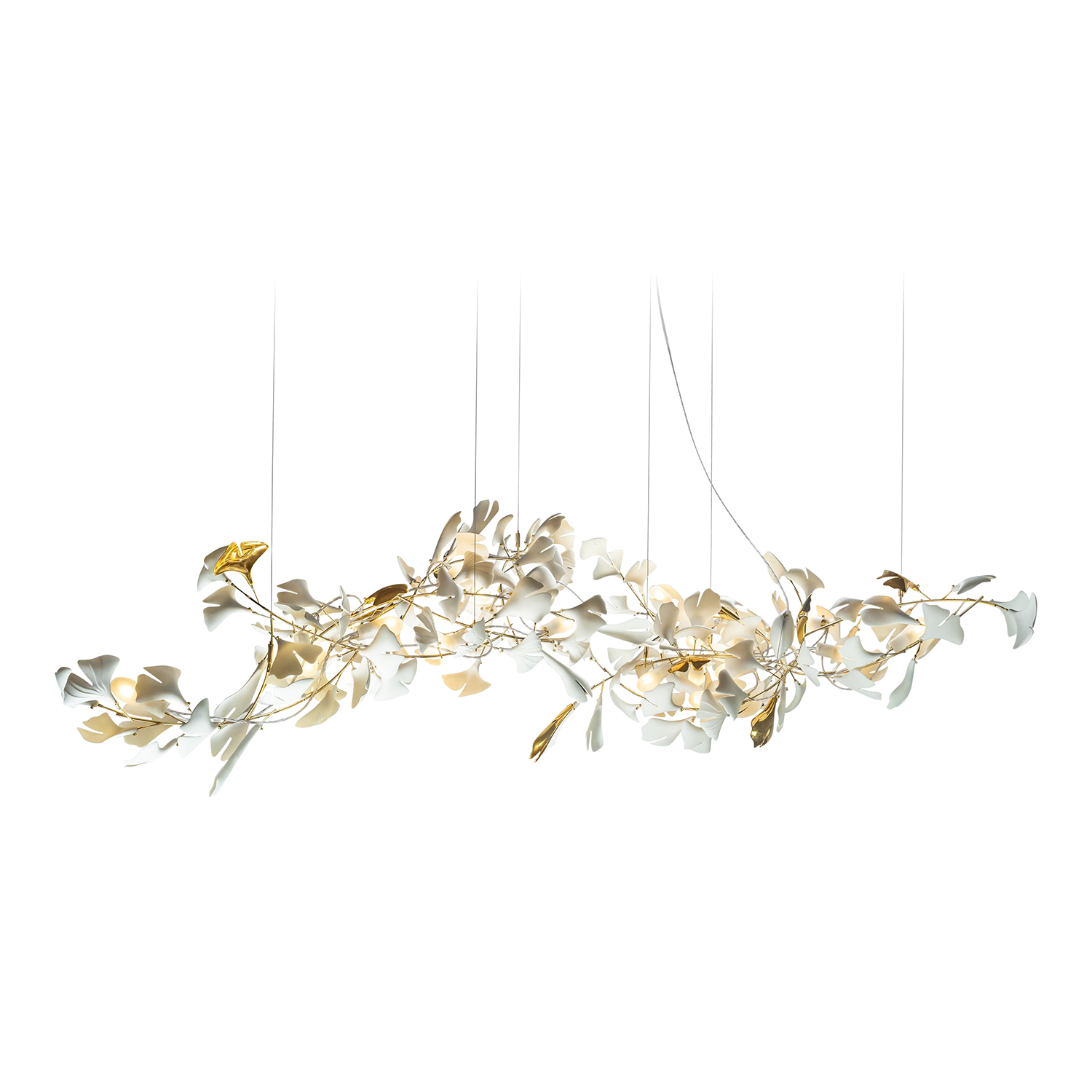 Modern Ginkgo Leaf Porcelain Chandelier Luxury Ceramic Candelabrum Lighting