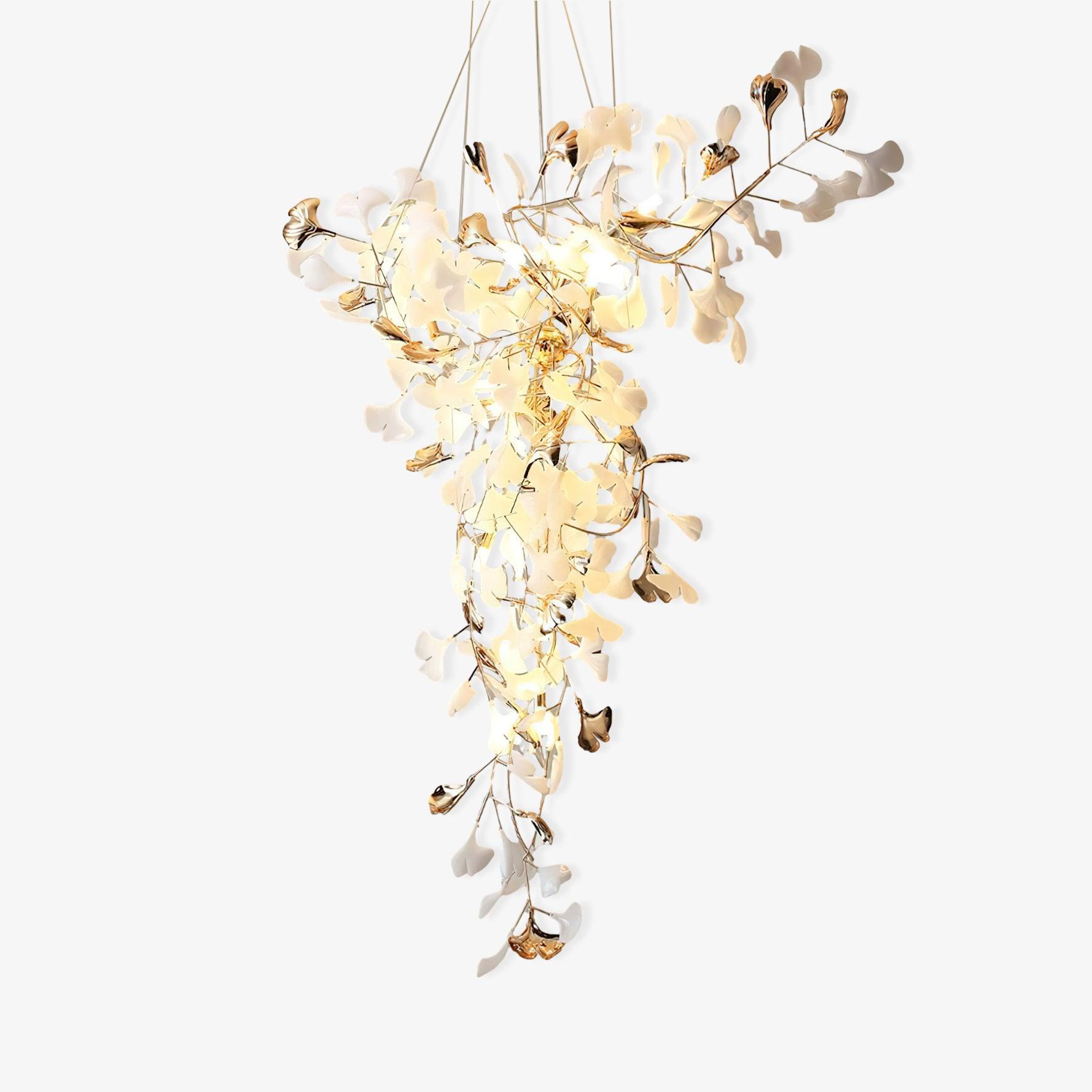Modern Ginkgo Leaf Porcelain Chandelier Luxury Hanging Ceiling Light Fixture