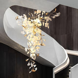 Modern Ginkgo Leaf Porcelain Chandelier Luxury Hanging Ceiling Light Fixture