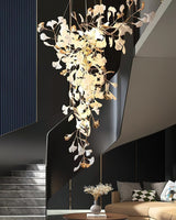Modern Ginkgo Leaf Porcelain Chandelier Luxury Hanging Ceiling Light Fixture