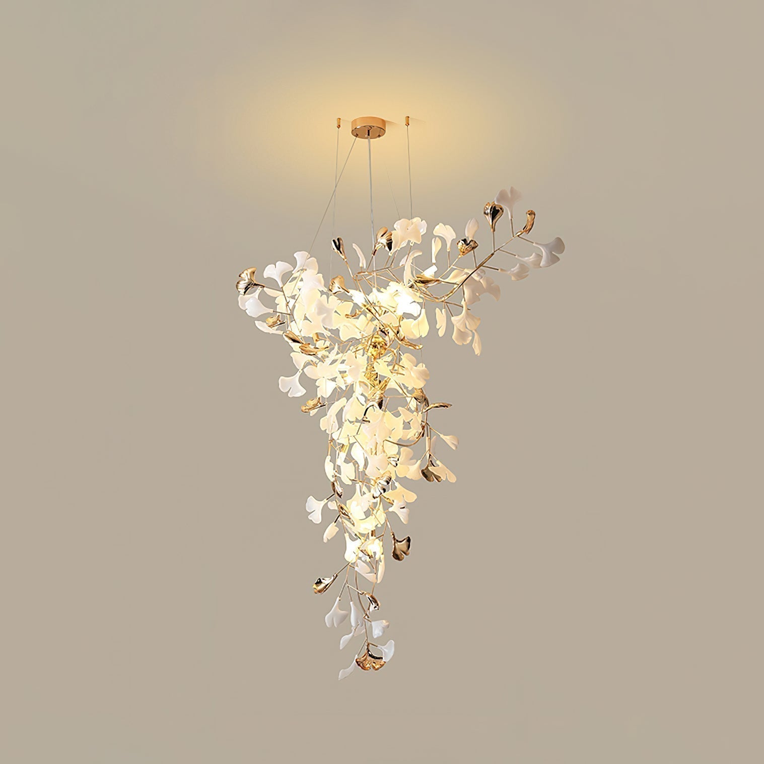 Modern Ginkgo Leaf Porcelain Chandelier Luxury Hanging Ceiling Light Fixture