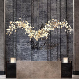 Modern Ginkgo Leaf Porcelain Chandelier Luxury Hanging Ceiling Light Fixture