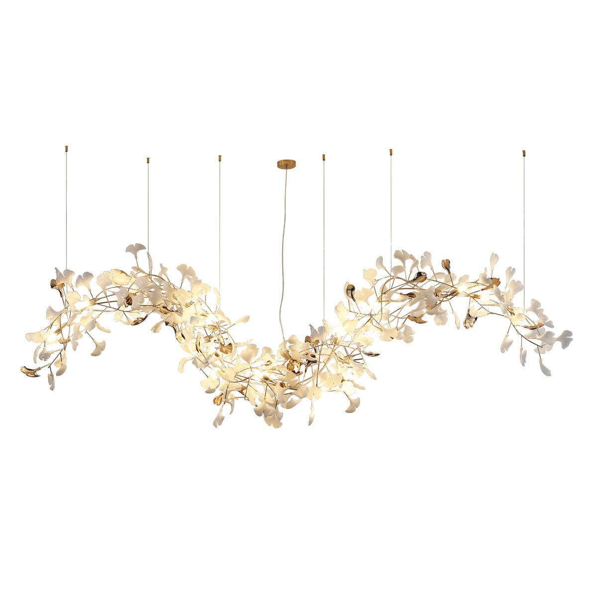 Modern Ginkgo Leaf Porcelain Chandelier Luxury Hanging Ceiling Light Fixture