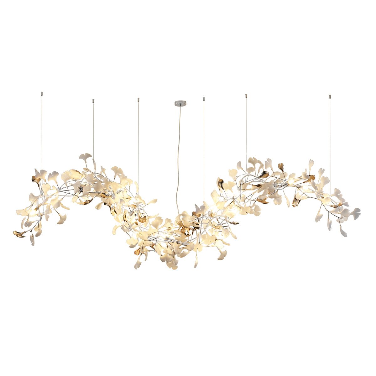 Modern Ginkgo Leaf Porcelain Chandelier Luxury Hanging Ceiling Light Fixture