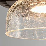 Modern Glacier Crackle Glass LED Pendant Light Bronze Finish for Kitchen Island