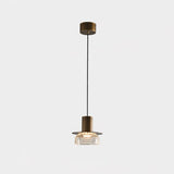 Modern Glacier Crackle Glass LED Pendant Light Bronze Finish for Kitchen Island