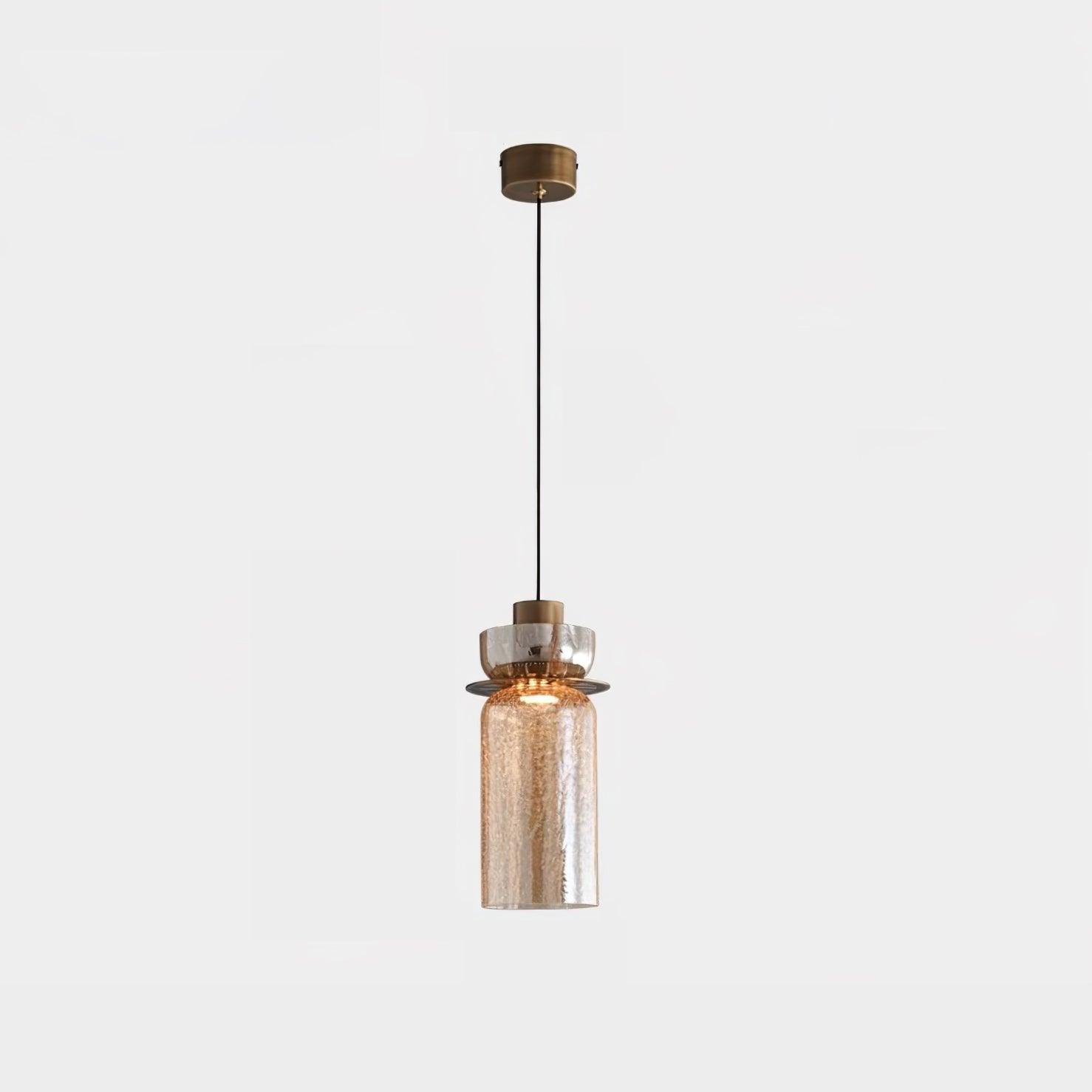 Modern Glacier Crackle Glass LED Pendant Light Bronze Finish for Kitchen Island