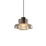 Modern Glacier Crackle Glass LED Pendant Light Bronze Finish for Kitchen Island