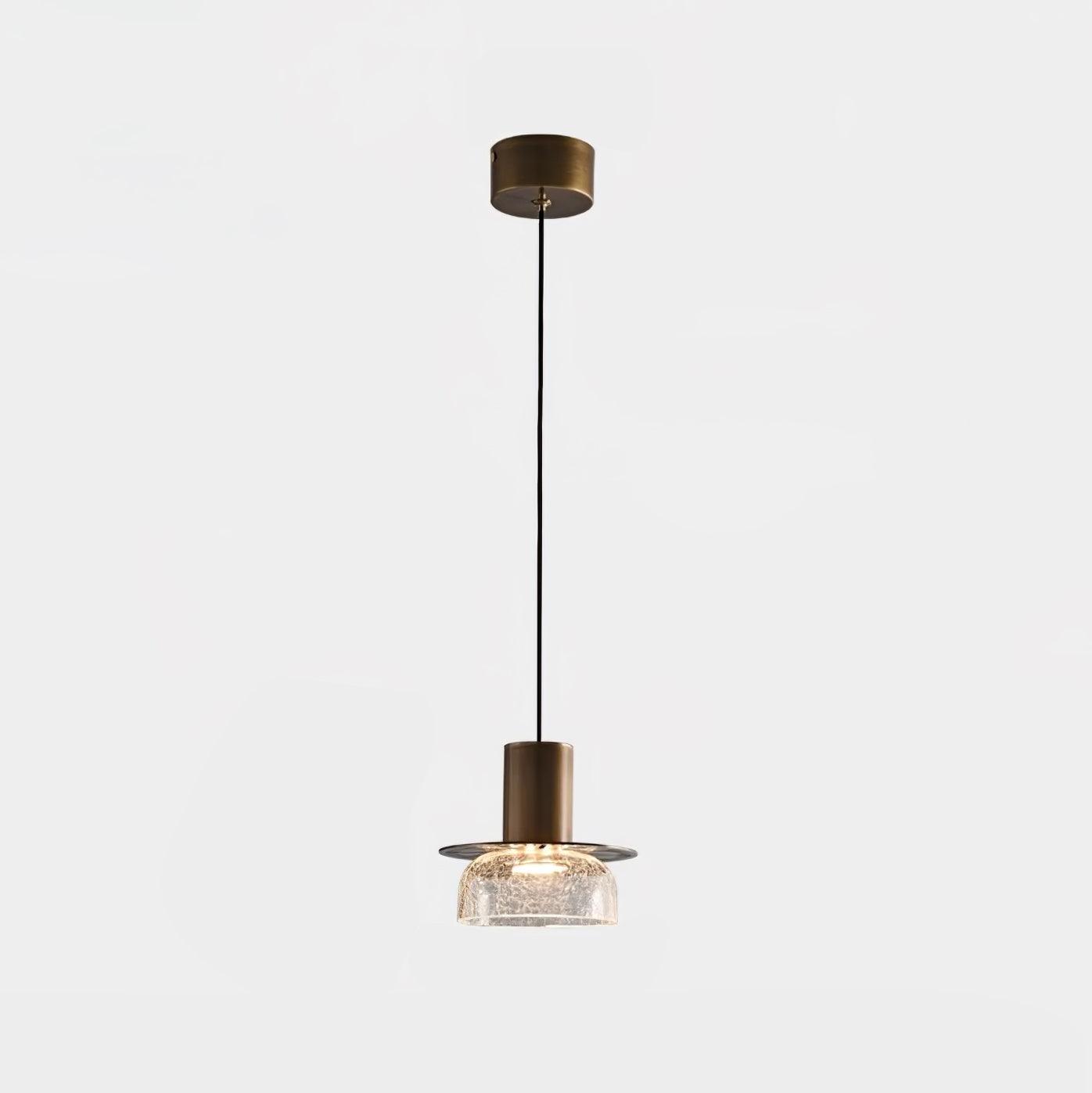 Modern Glacier Crackle Glass LED Pendant Light Bronze Finish for Kitchen Island