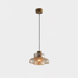 Modern Glacier Crackle Glass LED Pendant Light Bronze Finish for Kitchen Island