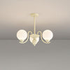 Modern Glass Ball Chandelier Creamy White Globe Ceiling Light Fixture for Living Room