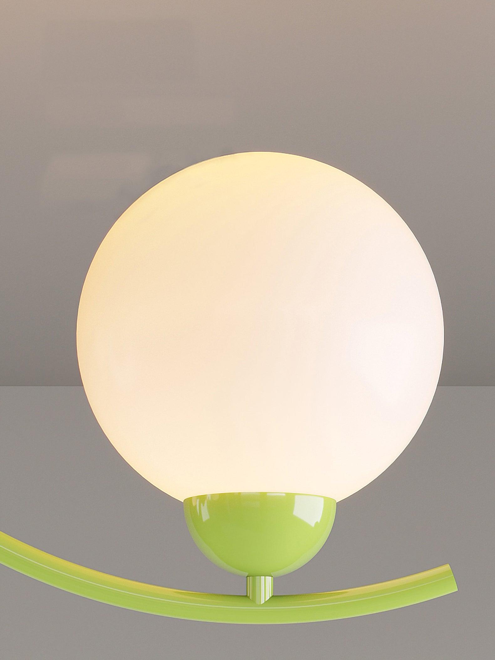 Modern Glass Ball Chandelier Creamy White Globe Ceiling Light Fixture for Living Room