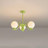 Modern Glass Ball Chandelier Creamy White Globe Ceiling Light Fixture for Living Room