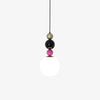 Modern Glass Ball Stacking Pendant Lamp Pink and Black Metal Ceiling Fixture