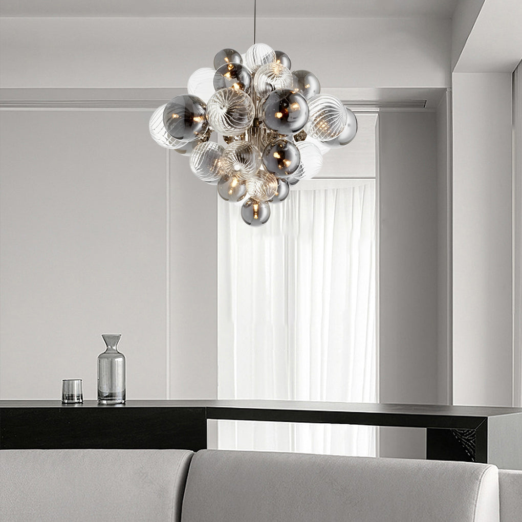 Modern Glass Bubble Ball LED Chandelier for Living Dining Room and Luxury Interiors