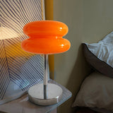 Modern Glass Burger Mushroom Table Lamp USB Rechargeable Warm LED Bedside Nightstand Light