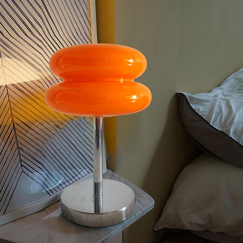 Modern Glass Burger Mushroom Table Lamp USB Rechargeable Warm LED Bedside Nightstand Light