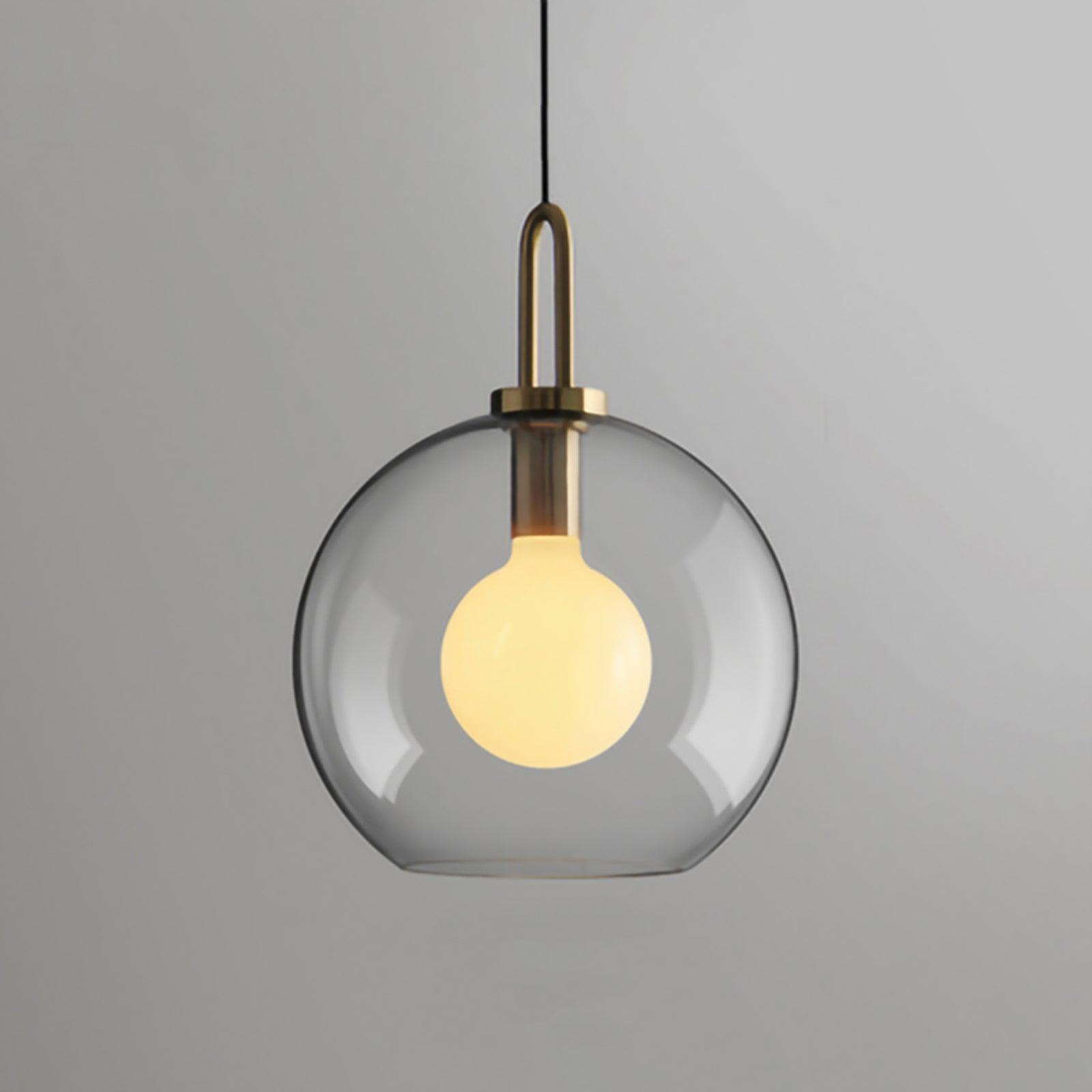Modern Glass Capsule and Sphere Pendant Light with Copper Finish for Interior Decor