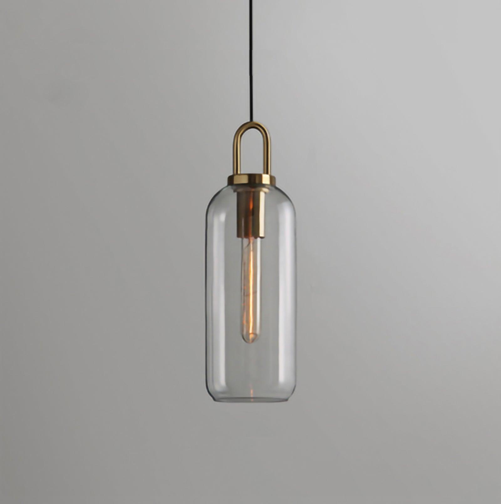 Modern Glass Capsule and Sphere Pendant Light with Copper Finish for Interior Decor