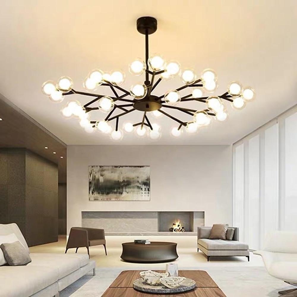 Modern Glass Cluster LED Chandelier 45 Light Contemporary Ceiling Fixture for Luxury Living Spaces