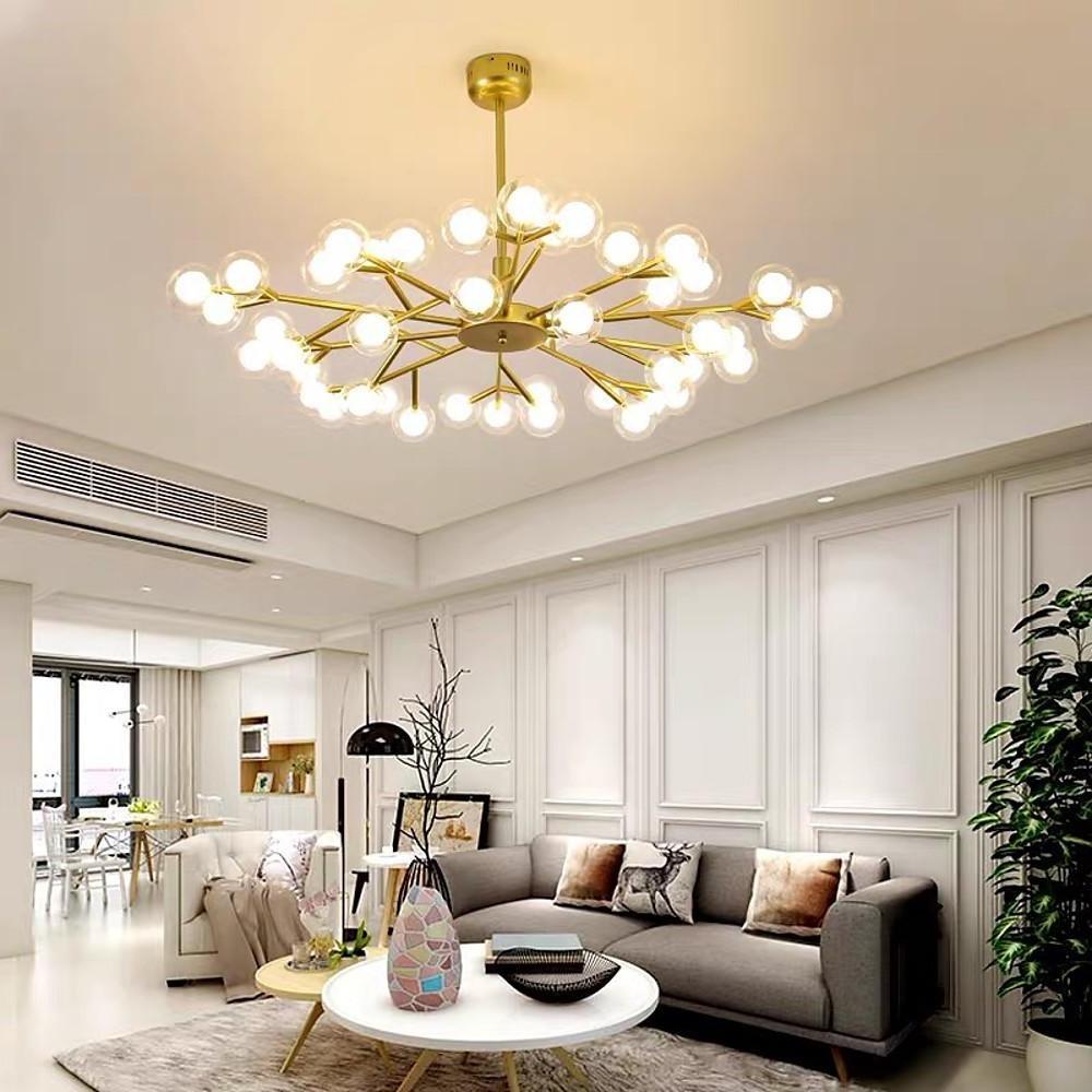 Modern Glass Cluster LED Chandelier 45 Light Contemporary Ceiling Fixture for Luxury Living Spaces